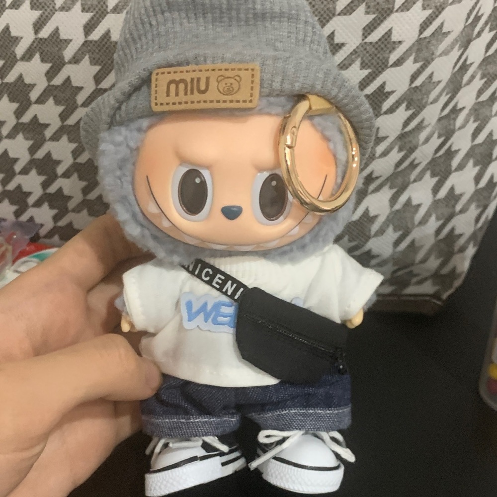 Mi Kids Gray Knit Hat Plush Doll